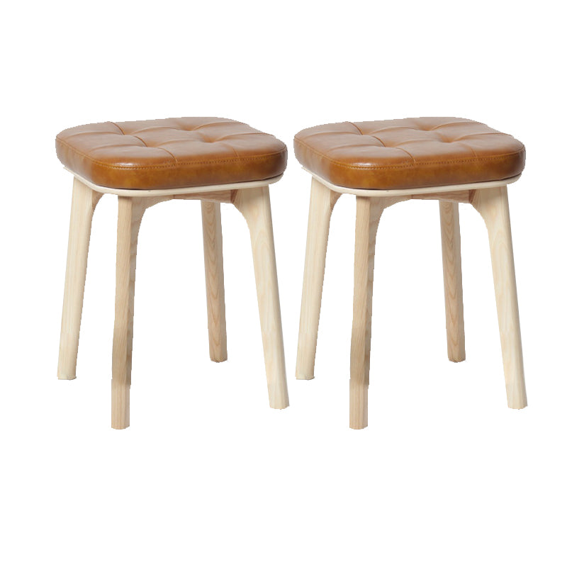 Modern Style Bar-stool PU Leather Counter Bar Stool with Wooden Legs Wood 2 Piece Set Short Stool(18"H) Clearhalo 'Bar Furniture' 'Bar Stools' 'bar_stools' 'furn' 'furn_bar_stools' 'Furniture' 'furniture_bar_stools' 'Kitchen & Dining Furniture' 4769094