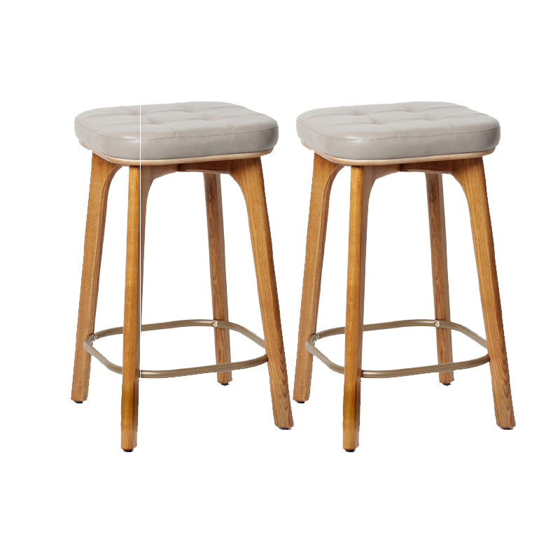 Modern Style Bar-stool PU Leather Counter Bar Stool with Wooden Legs Light Brown 2 Piece Set Bar Stool(30"H) Clearhalo 'Bar Furniture' 'Bar Stools' 'bar_stools' 'furn' 'furn_bar_stools' 'Furniture' 'furniture_bar_stools' 'Kitchen & Dining Furniture' 4769096