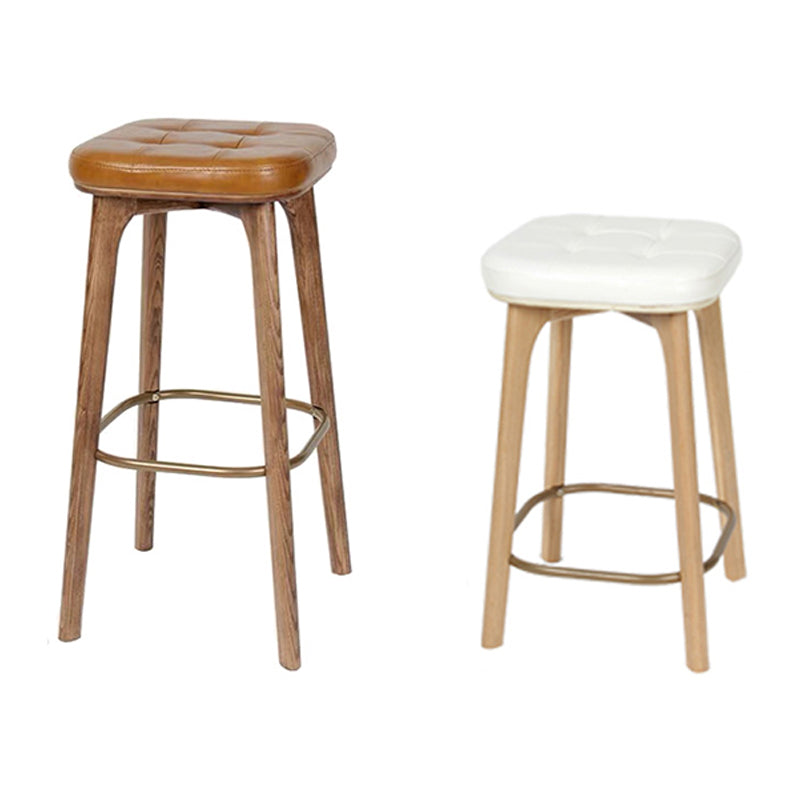 Modern Style Bar-stool PU Leather Counter Bar Stool with Wooden Legs Clearhalo 'Bar Furniture' 'Bar Stools' 'bar_stools' 'furn' 'furn_bar_stools' 'Furniture' 'furniture_bar_stools' 'Kitchen & Dining Furniture' 4769097