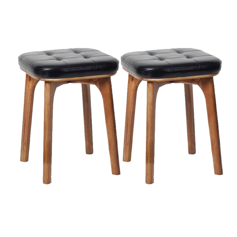 Modern Style Bar-stool PU Leather Counter Bar Stool with Wooden Legs Walnut 2 Piece Set Short Stool(18"H) Clearhalo 'Bar Furniture' 'Bar Stools' 'bar_stools' 'furn' 'furn_bar_stools' 'Furniture' 'furniture_bar_stools' 'Kitchen & Dining Furniture' 4769098