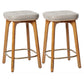 Modern Style Bar-stool PU Leather Counter Bar Stool with Wooden Legs Light Brown 2 Piece Set Counter Stool (23.5"H) Clearhalo 'Bar Furniture' 'Bar Stools' 'bar_stools' 'furn' 'furn_bar_stools' 'Furniture' 'furniture_bar_stools' 'Kitchen & Dining Furniture' 4769102