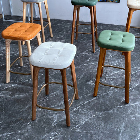 Modern Style Bar-stool PU Leather Counter Bar Stool with Wooden Legs Clearhalo 'Bar Furniture' 'Bar Stools' 'bar_stools' 'furn' 'furn_bar_stools' 'Furniture' 'furniture_bar_stools' 'Kitchen & Dining Furniture' 4769105