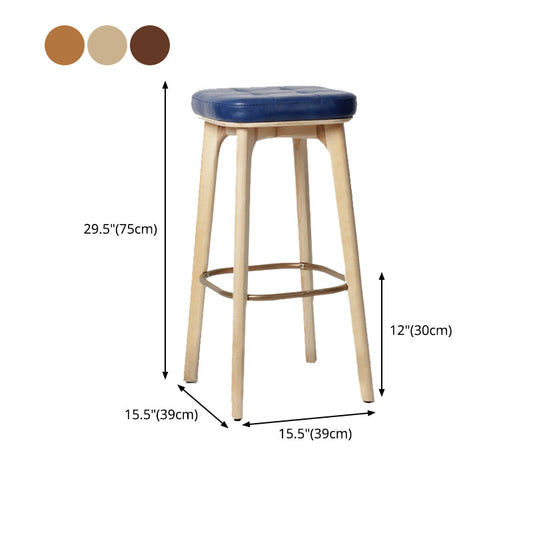 Modern Style Bar-stool PU Leather Counter Bar Stool with Wooden Legs Clearhalo 'Bar Furniture' 'Bar Stools' 'bar_stools' 'furn' 'furn_bar_stools' 'Furniture' 'furniture_bar_stools' 'Kitchen & Dining Furniture' 4769107