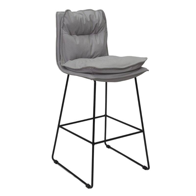 Metal Contemporary Kitchen Dining Room Armless Stool Low Back Bar Stool Light Gray 1 Piece Clearhalo 'Bar Furniture' 'Bar Stools' 'bar_stools' 'Furniture' 'furniture_bar_stools' 'Kitchen & Dining Furniture' 4769111