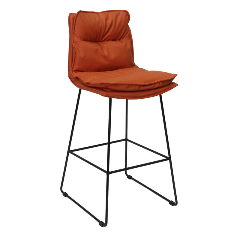 Metal Contemporary Kitchen Dining Room Armless Stool Low Back Bar Stool Orange 1 Piece Clearhalo 'Bar Furniture' 'Bar Stools' 'bar_stools' 'Furniture' 'furniture_bar_stools' 'Kitchen & Dining Furniture' 4769113