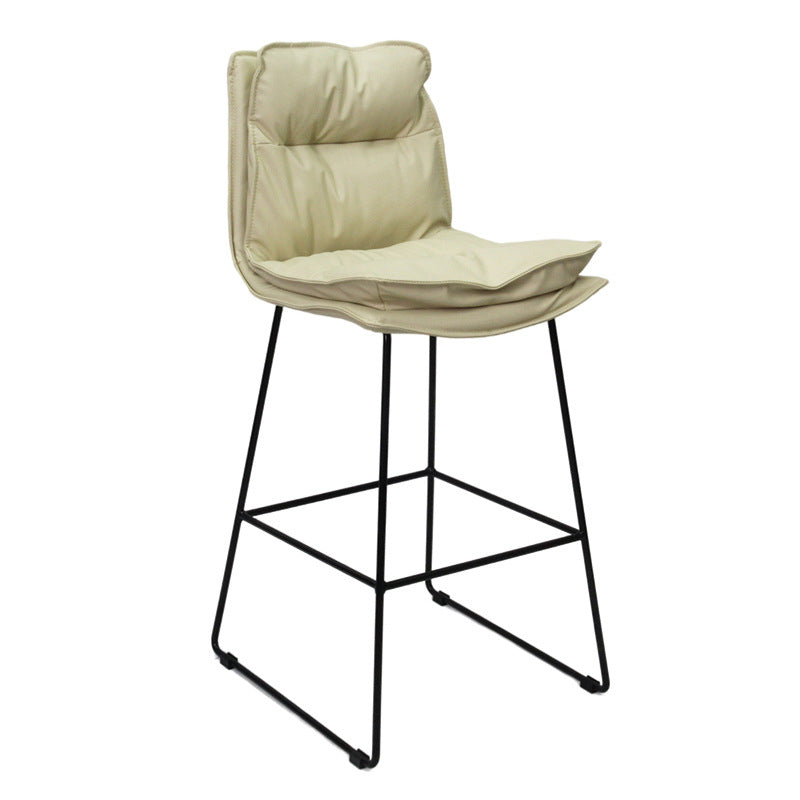 Metal Contemporary Kitchen Dining Room Armless Stool Low Back Bar Stool Off-White 1 Piece Clearhalo 'Bar Furniture' 'Bar Stools' 'bar_stools' 'Furniture' 'furniture_bar_stools' 'Kitchen & Dining Furniture' 4769117