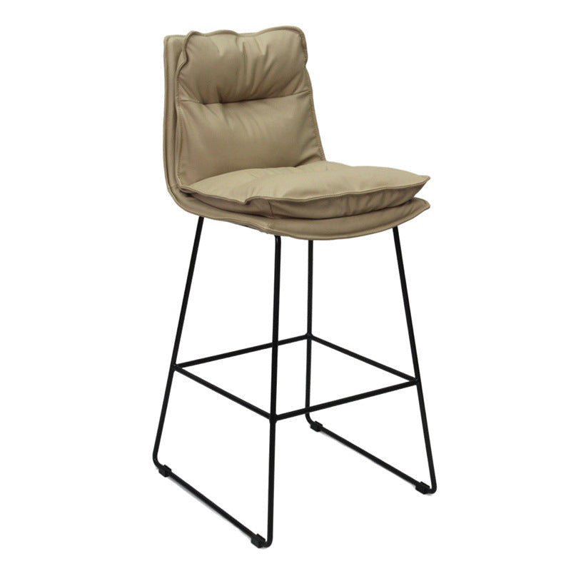 Metal Contemporary Kitchen Dining Room Armless Stool Low Back Bar Stool Khaki 1 Piece Clearhalo 'Bar Furniture' 'Bar Stools' 'bar_stools' 'Furniture' 'furniture_bar_stools' 'Kitchen & Dining Furniture' 4769119
