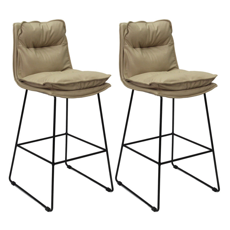Metal Contemporary Kitchen Dining Room Armless Stool Low Back Bar Stool Khaki Set of 2 Clearhalo 'Bar Furniture' 'Bar Stools' 'bar_stools' 'Furniture' 'furniture_bar_stools' 'Kitchen & Dining Furniture' 4769122