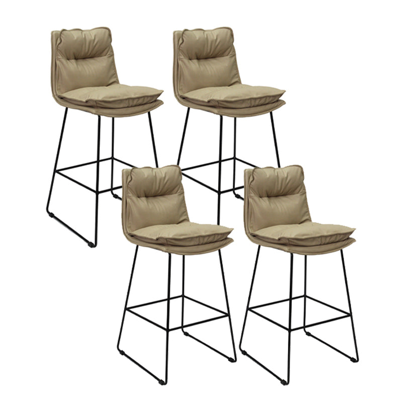 Metal Contemporary Kitchen Dining Room Armless Stool Low Back Bar Stool Khaki Set of 4 Clearhalo 'Bar Furniture' 'Bar Stools' 'bar_stools' 'Furniture' 'furniture_bar_stools' 'Kitchen & Dining Furniture' 4769124