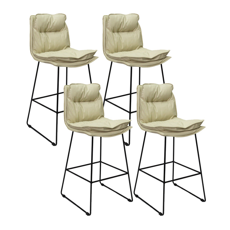 Metal Contemporary Kitchen Dining Room Armless Stool Low Back Bar Stool Off-White Set of 4 Clearhalo 'Bar Furniture' 'Bar Stools' 'bar_stools' 'Furniture' 'furniture_bar_stools' 'Kitchen & Dining Furniture' 4769127