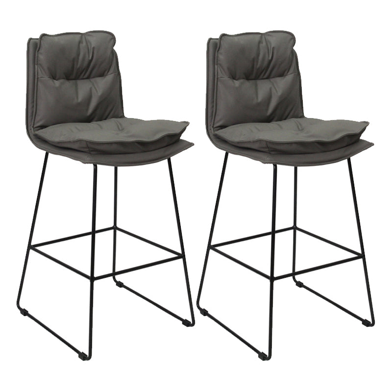 Metal Contemporary Kitchen Dining Room Armless Stool Low Back Bar Stool Dark Gray Set of 2 Clearhalo 'Bar Furniture' 'Bar Stools' 'bar_stools' 'Furniture' 'furniture_bar_stools' 'Kitchen & Dining Furniture' 4769129