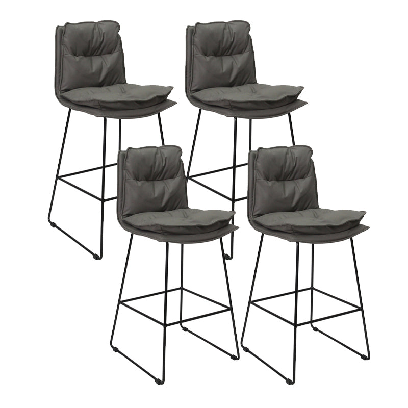 Metal Contemporary Kitchen Dining Room Armless Stool Low Back Bar Stool Dark Gray Set of 4 Clearhalo 'Bar Furniture' 'Bar Stools' 'bar_stools' 'Furniture' 'furniture_bar_stools' 'Kitchen & Dining Furniture' 4769131