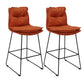 Metal Contemporary Kitchen Dining Room Armless Stool Low Back Bar Stool Orange Set of 2 Clearhalo 'Bar Furniture' 'Bar Stools' 'bar_stools' 'Furniture' 'furniture_bar_stools' 'Kitchen & Dining Furniture' 4769133