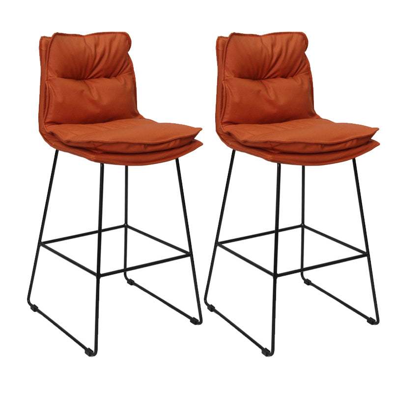 Metal Contemporary Kitchen Dining Room Armless Stool Low Back Bar Stool Orange Set of 2 Clearhalo 'Bar Furniture' 'Bar Stools' 'bar_stools' 'Furniture' 'furniture_bar_stools' 'Kitchen & Dining Furniture' 4769133