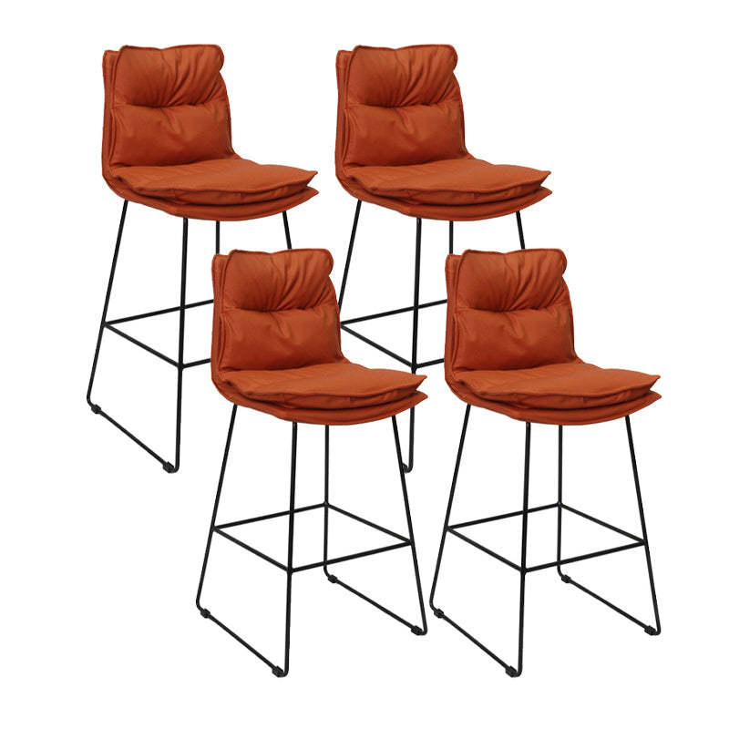 Metal Contemporary Kitchen Dining Room Armless Stool Low Back Bar Stool Orange Set of 4 Clearhalo 'Bar Furniture' 'Bar Stools' 'bar_stools' 'Furniture' 'furniture_bar_stools' 'Kitchen & Dining Furniture' 4769135