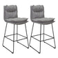 Metal Contemporary Kitchen Dining Room Armless Stool Low Back Bar Stool Light Gray Set of 2 Clearhalo 'Bar Furniture' 'Bar Stools' 'bar_stools' 'Furniture' 'furniture_bar_stools' 'Kitchen & Dining Furniture' 4769137