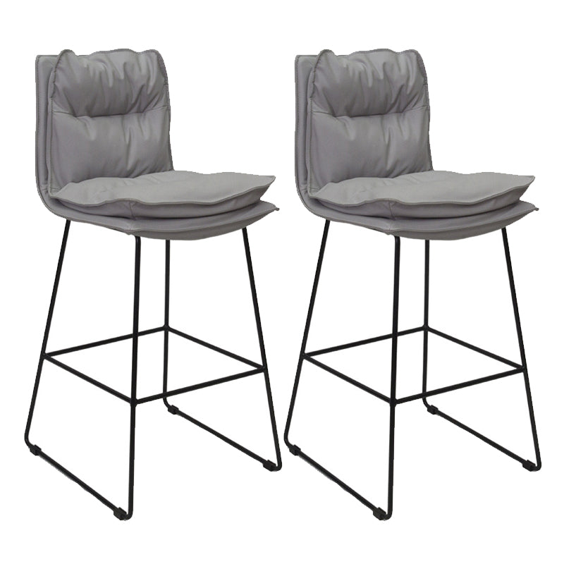 Metal Contemporary Kitchen Dining Room Armless Stool Low Back Bar Stool Light Gray Set of 2 Clearhalo 'Bar Furniture' 'Bar Stools' 'bar_stools' 'Furniture' 'furniture_bar_stools' 'Kitchen & Dining Furniture' 4769137