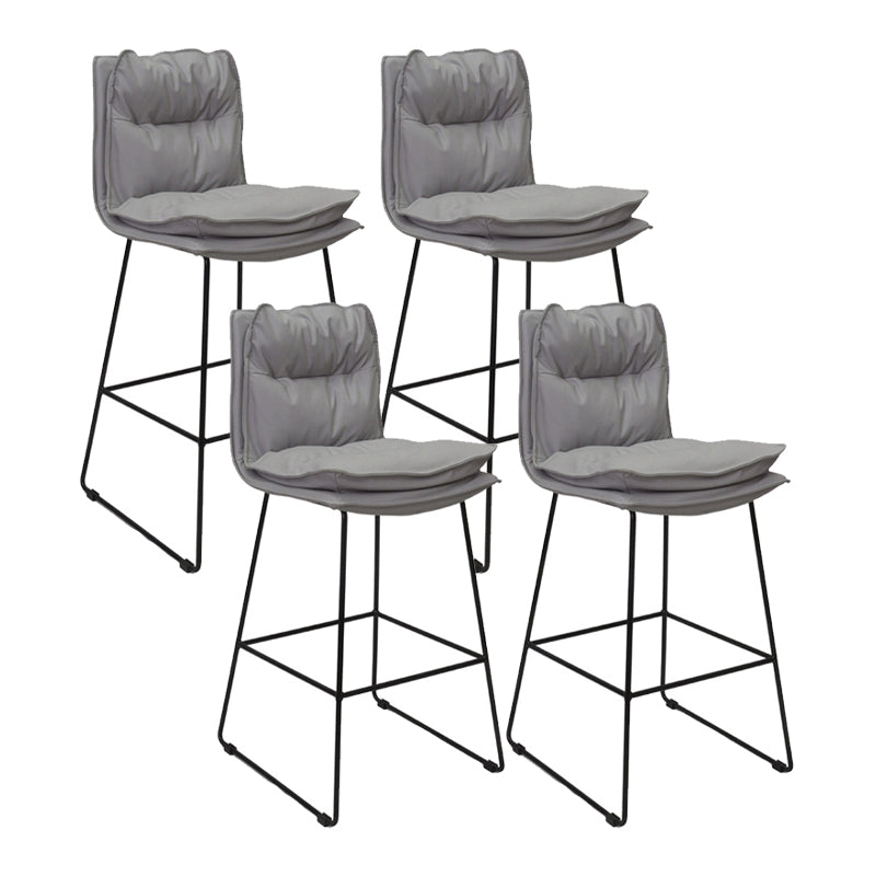 Metal Contemporary Kitchen Dining Room Armless Stool Low Back Bar Stool Light Gray Set of 4 Clearhalo 'Bar Furniture' 'Bar Stools' 'bar_stools' 'Furniture' 'furniture_bar_stools' 'Kitchen & Dining Furniture' 4769138