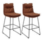 Metal Contemporary Kitchen Dining Room Armless Stool Low Back Bar Stool Brown Set of 2 Clearhalo 'Bar Furniture' 'Bar Stools' 'bar_stools' 'Furniture' 'furniture_bar_stools' 'Kitchen & Dining Furniture' 4769139