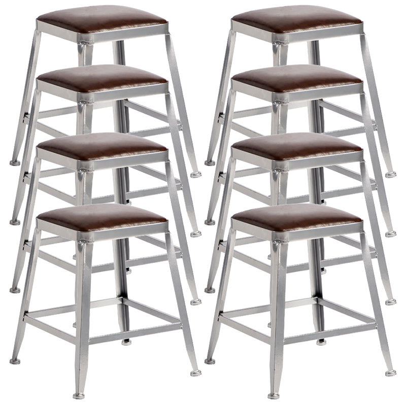 Industrial Leather Bar and Counter Stool Metal Stool with 4 Legs Backless 8 Piece Set Short Stool(18"H) Clearhalo 'Bar Furniture' 'Bar Stools' 'bar_stools' 'furn' 'furn_bar_stools' 'Furniture' 'furniture_bar_stools' 'Kitchen & Dining Furniture' 4769161