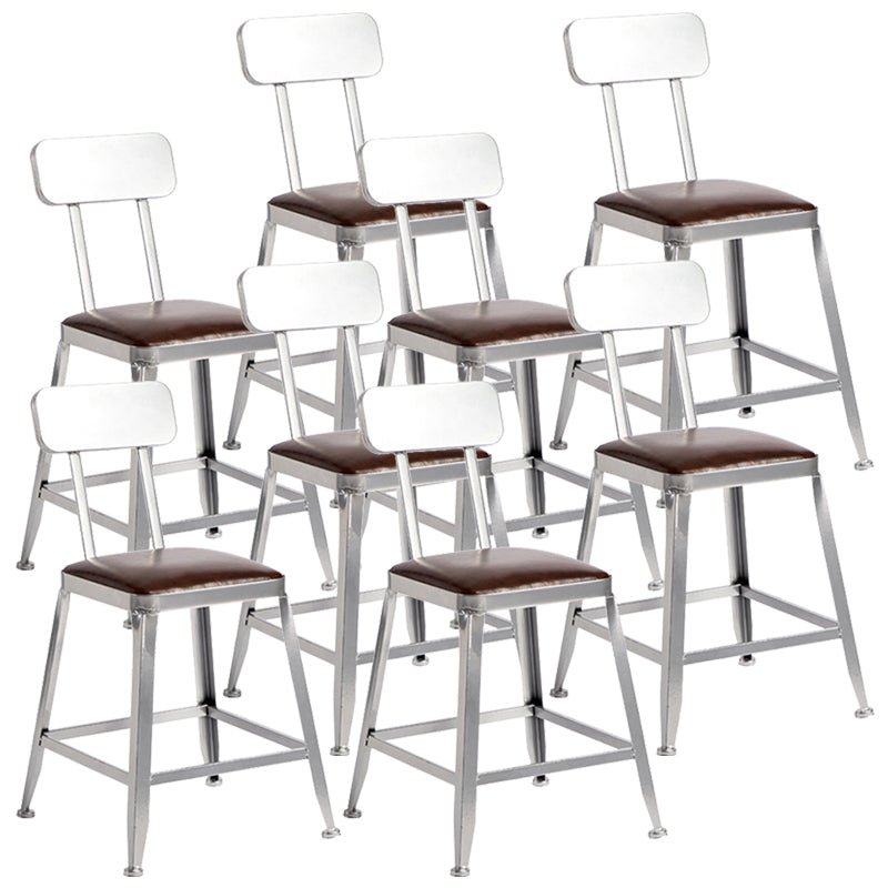Industrial Leather Bar and Counter Stool Metal Stool with 4 Legs With Back 8 Piece Set Short Stool(18"H) Clearhalo 'Bar Furniture' 'Bar Stools' 'bar_stools' 'furn' 'furn_bar_stools' 'Furniture' 'furniture_bar_stools' 'Kitchen & Dining Furniture' 4769166