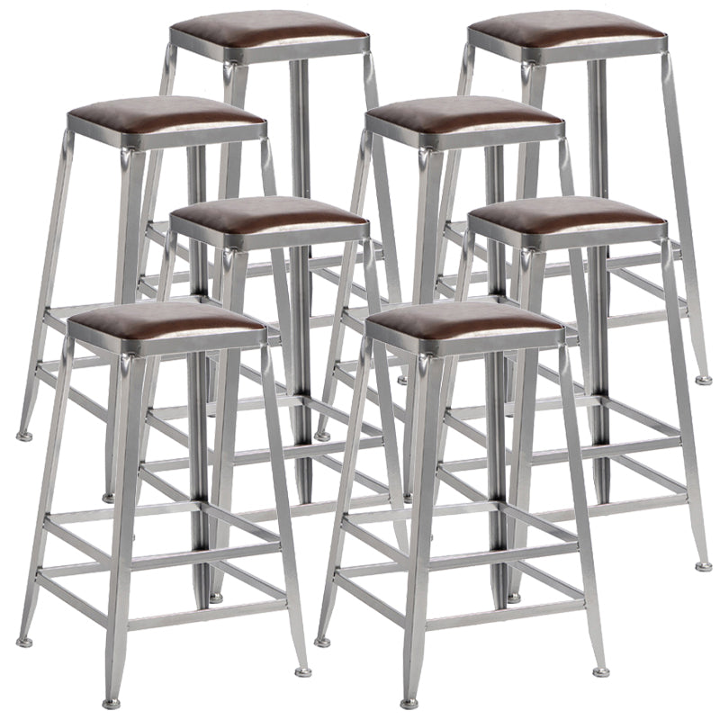 Industrial Leather Bar and Counter Stool Metal Stool with 4 Legs Backless 8 Piece Set Counter Stool(26"H) Clearhalo 'Bar Furniture' 'Bar Stools' 'bar_stools' 'furn' 'furn_bar_stools' 'Furniture' 'furniture_bar_stools' 'Kitchen & Dining Furniture' 4769170
