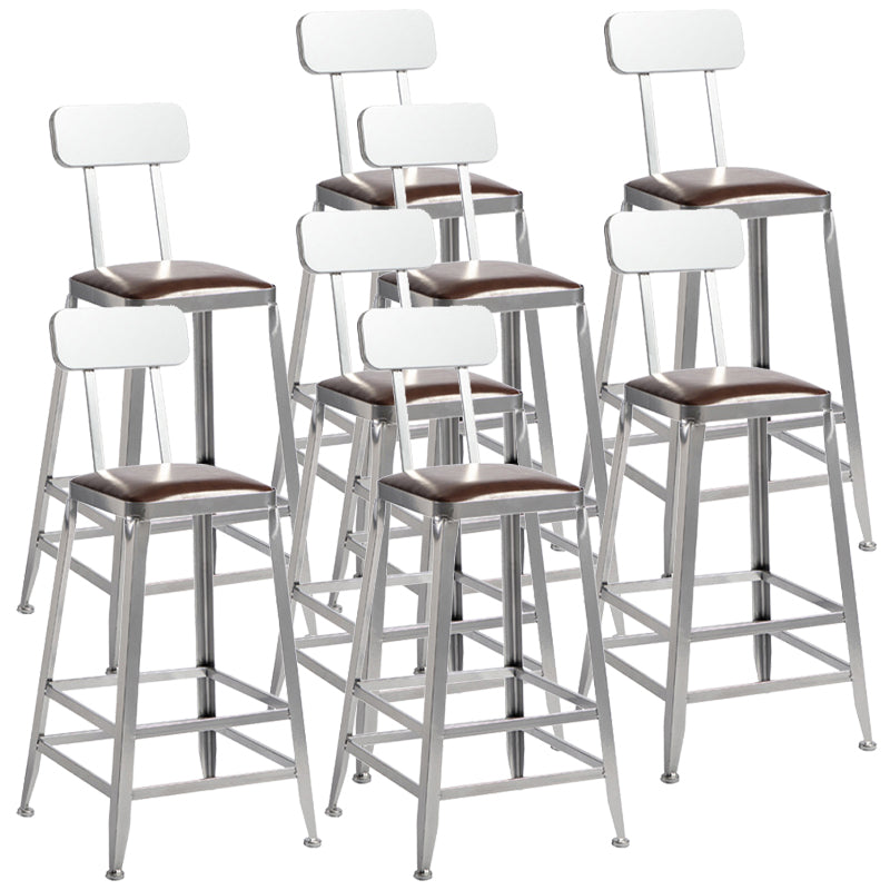 Industrial Leather Bar and Counter Stool Metal Stool with 4 Legs With Back 8 Piece Set Counter Stool(26"H) Clearhalo 'Bar Furniture' 'Bar Stools' 'bar_stools' 'furn' 'furn_bar_stools' 'Furniture' 'furniture_bar_stools' 'Kitchen & Dining Furniture' 4769172
