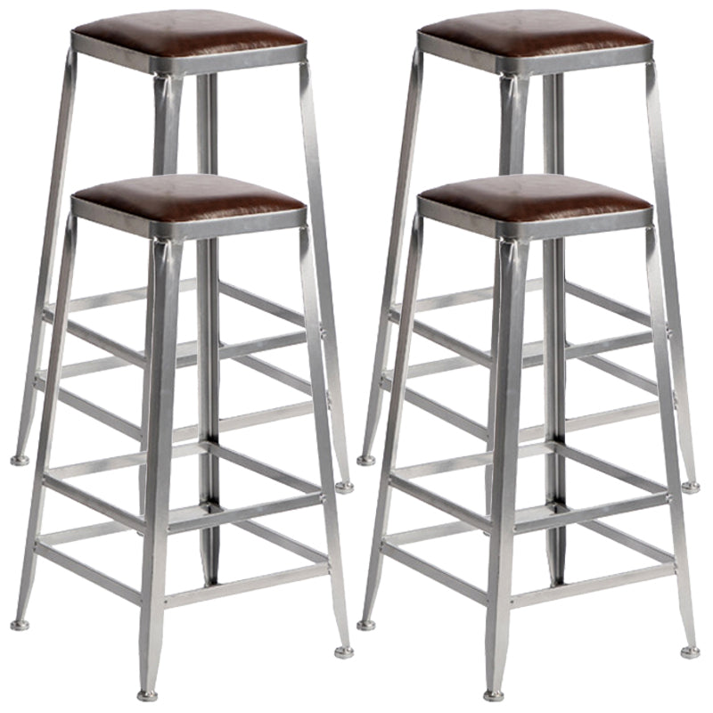 Industrial Leather Bar and Counter Stool Metal Stool with 4 Legs Backless 4 Piece Set Bar Stool(30"H) Clearhalo 'Bar Furniture' 'Bar Stools' 'bar_stools' 'furn' 'furn_bar_stools' 'Furniture' 'furniture_bar_stools' 'Kitchen & Dining Furniture' 4769173