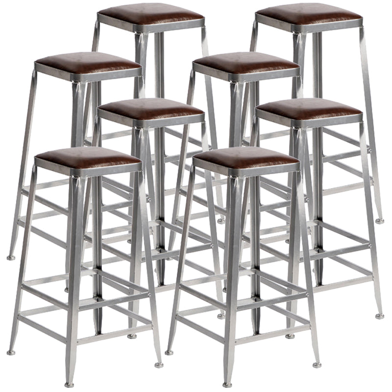 Industrial Leather Bar and Counter Stool Metal Stool with 4 Legs Backless 8 Piece Set Bar Stool(30"H) Clearhalo 'Bar Furniture' 'Bar Stools' 'bar_stools' 'furn' 'furn_bar_stools' 'Furniture' 'furniture_bar_stools' 'Kitchen & Dining Furniture' 4769174