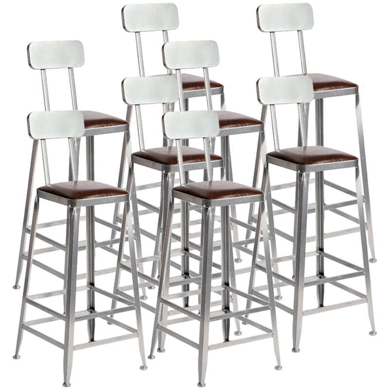 Industrial Leather Bar and Counter Stool Metal Stool with 4 Legs With Back 8 Piece Set Bar Stool(30"H) Clearhalo 'Bar Furniture' 'Bar Stools' 'bar_stools' 'furn' 'furn_bar_stools' 'Furniture' 'furniture_bar_stools' 'Kitchen & Dining Furniture' 4769176
