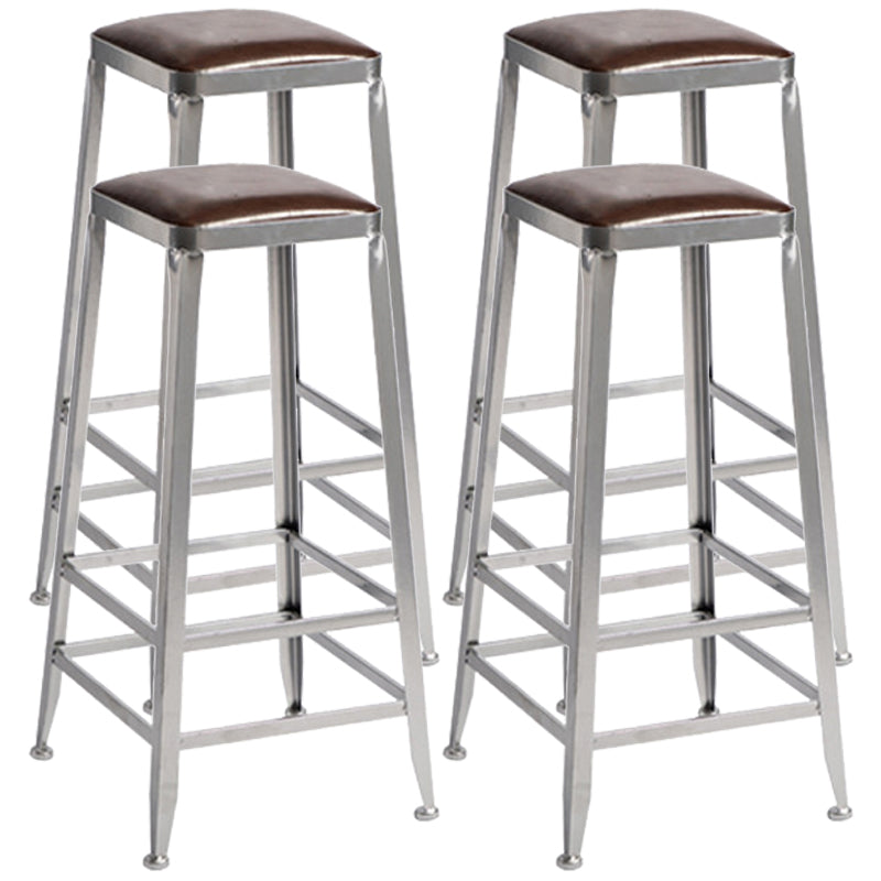 Industrial Leather Bar and Counter Stool Metal Stool with 4 Legs Backless 4 Piece Set Bar Stool(31"H) Clearhalo 'Bar Furniture' 'Bar Stools' 'bar_stools' 'furn' 'furn_bar_stools' 'Furniture' 'furniture_bar_stools' 'Kitchen & Dining Furniture' 4769177