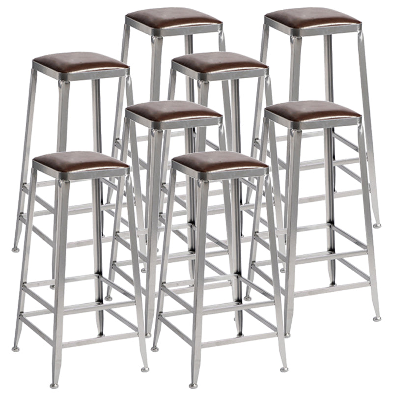 Industrial Leather Bar and Counter Stool Metal Stool with 4 Legs Backless 8 Piece Set Bar Stool(31"H) Clearhalo 'Bar Furniture' 'Bar Stools' 'bar_stools' 'furn' 'furn_bar_stools' 'Furniture' 'furniture_bar_stools' 'Kitchen & Dining Furniture' 4769178