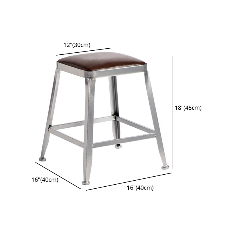 Industrial Leather Bar and Counter Stool Metal Stool with 4 Legs Clearhalo 'Bar Furniture' 'Bar Stools' 'bar_stools' 'furn' 'furn_bar_stools' 'Furniture' 'furniture_bar_stools' 'Kitchen & Dining Furniture' 4769182