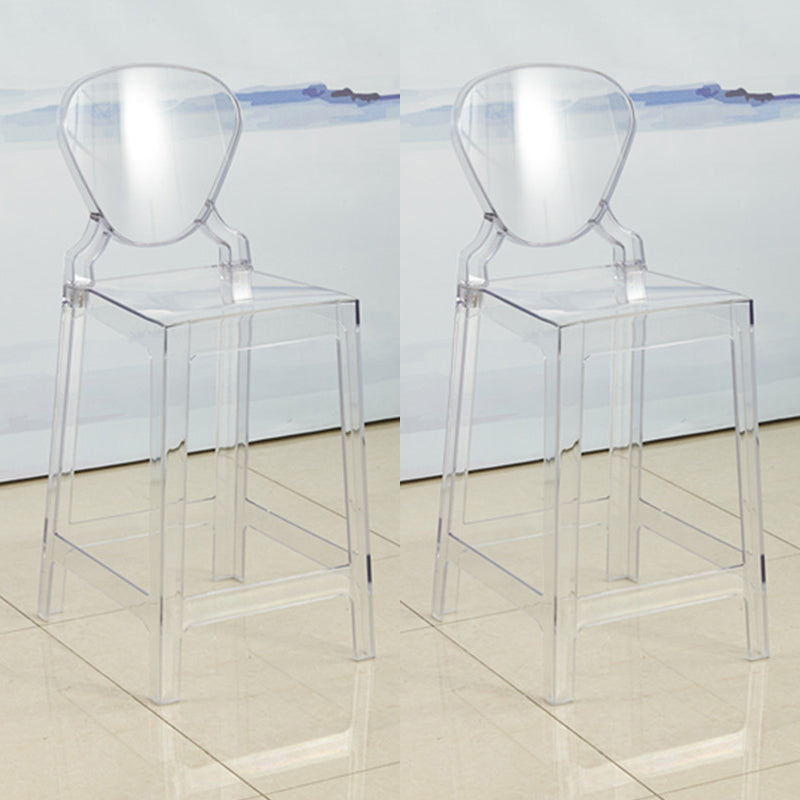 Scandinavian Design Plastic Counter Barstools Full Back Stools for Home White-Clear 2 Piece Set Counter Stool(26"H) Clearhalo 'Bar Furniture' 'Bar Stools' 'bar_stools' 'furn' 'furn_bar_stools' 'Furniture' 'furniture_bar_stools' 'Kitchen & Dining Furniture' 4769203
