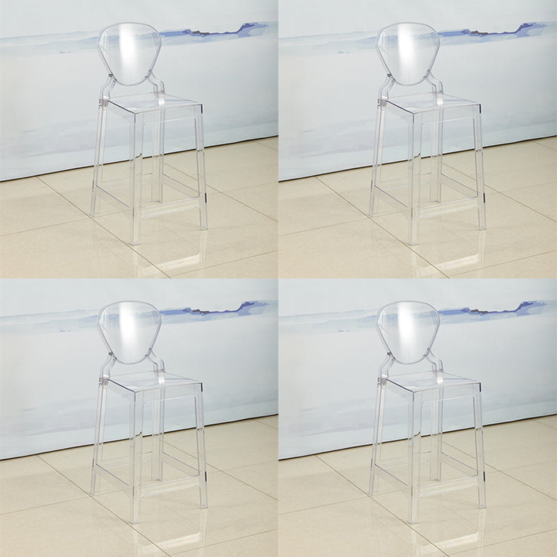 Scandinavian Design Plastic Counter Barstools Full Back Stools for Home White-Clear 4 Piece Set Counter Stool(26"H) Clearhalo 'Bar Furniture' 'Bar Stools' 'bar_stools' 'furn' 'furn_bar_stools' 'Furniture' 'furniture_bar_stools' 'Kitchen & Dining Furniture' 4769206