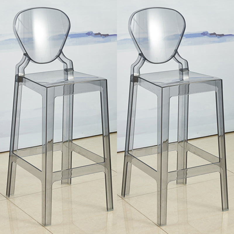Scandinavian Design Plastic Counter Barstools Full Back Stools for Home Black Clear 2 Piece Set Bar Stool(30"H) Clearhalo 'Bar Furniture' 'Bar Stools' 'bar_stools' 'furn' 'furn_bar_stools' 'Furniture' 'furniture_bar_stools' 'Kitchen & Dining Furniture' 4769209