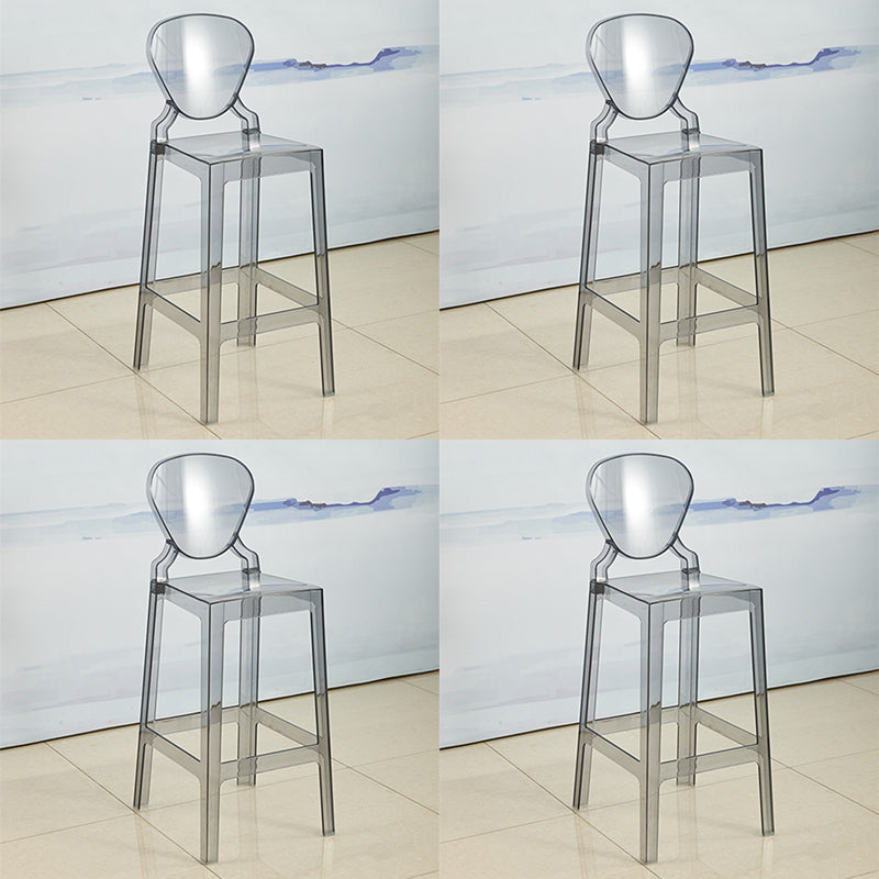 Scandinavian Design Plastic Counter Barstools Full Back Stools for Home Black Clear 4 Piece Set Bar Stool(30"H) Clearhalo 'Bar Furniture' 'Bar Stools' 'bar_stools' 'furn' 'furn_bar_stools' 'Furniture' 'furniture_bar_stools' 'Kitchen & Dining Furniture' 4769212