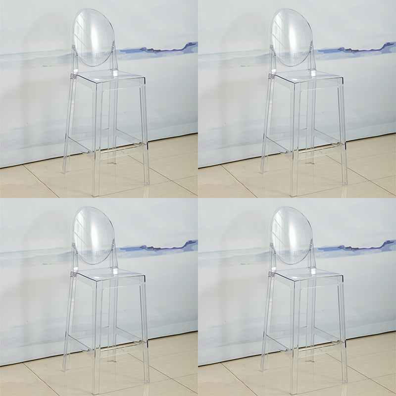 Scandinavian Design Plastic Counter Barstools Full Back Stools for Home Transparent 4 Piece Set Bar Stool(30"H) Clearhalo 'Bar Furniture' 'Bar Stools' 'bar_stools' 'furn' 'furn_bar_stools' 'Furniture' 'furniture_bar_stools' 'Kitchen & Dining Furniture' 4769216