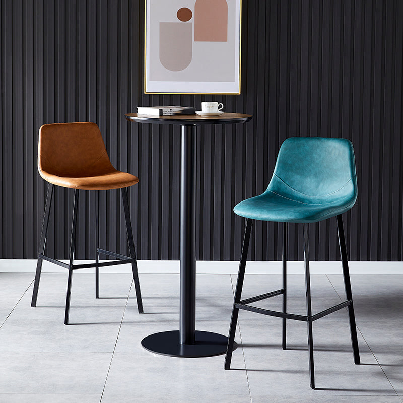 Contemporary Design Leather Counter Stool Low Back Armless Stools with Metal Base Clearhalo 'Bar Furniture' 'Bar Stools' 'bar_stools' 'furn' 'furn_bar_stools' 'Furniture' 'furniture_bar_stools' 'Kitchen & Dining Furniture' 4769243