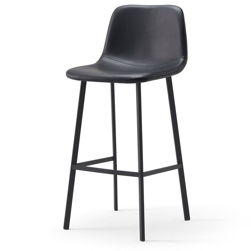 Contemporary Design Leather Counter Stool Low Back Armless Stools with Metal Base Black 1 Piece Clearhalo 'Bar Furniture' 'Bar Stools' 'bar_stools' 'furn' 'furn_bar_stools' 'Furniture' 'furniture_bar_stools' 'Kitchen & Dining Furniture' 4769244