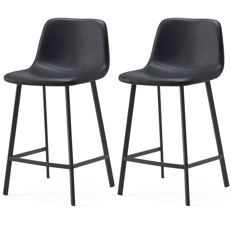 Contemporary Design Leather Counter Stool Low Back Armless Stools with Metal Base Black 2 Piece Set Clearhalo 'Bar Furniture' 'Bar Stools' 'bar_stools' 'furn' 'furn_bar_stools' 'Furniture' 'furniture_bar_stools' 'Kitchen & Dining Furniture' 4769245