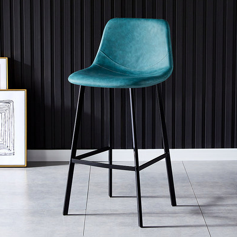 Contemporary Design Leather Counter Stool Low Back Armless Stools with Metal Base Clearhalo 'Bar Furniture' 'Bar Stools' 'bar_stools' 'furn' 'furn_bar_stools' 'Furniture' 'furniture_bar_stools' 'Kitchen & Dining Furniture' 4769246