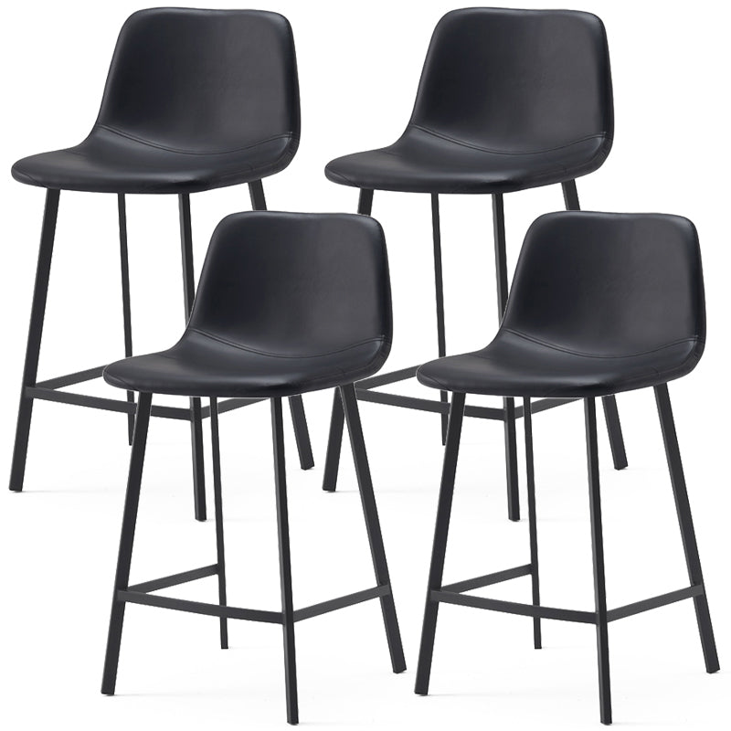 Contemporary Design Leather Counter Stool Low Back Armless Stools with Metal Base Black 4 Piece Set Clearhalo 'Bar Furniture' 'Bar Stools' 'bar_stools' 'furn' 'furn_bar_stools' 'Furniture' 'furniture_bar_stools' 'Kitchen & Dining Furniture' 4769247