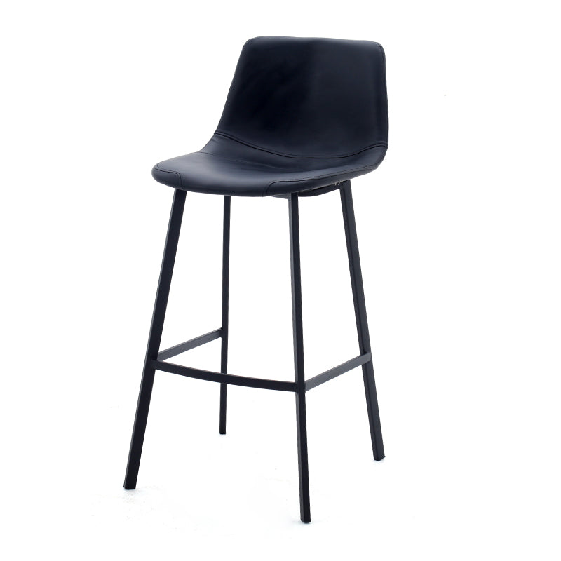Contemporary Design Leather Counter Stool Low Back Armless Stools with Metal Base Clearhalo 'Bar Furniture' 'Bar Stools' 'bar_stools' 'furn' 'furn_bar_stools' 'Furniture' 'furniture_bar_stools' 'Kitchen & Dining Furniture' 4769251