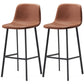 Contemporary Design Leather Counter Stool Low Back Armless Stools with Metal Base Brown 2 Piece Set Clearhalo 'Bar Furniture' 'Bar Stools' 'bar_stools' 'furn' 'furn_bar_stools' 'Furniture' 'furniture_bar_stools' 'Kitchen & Dining Furniture' 4769252