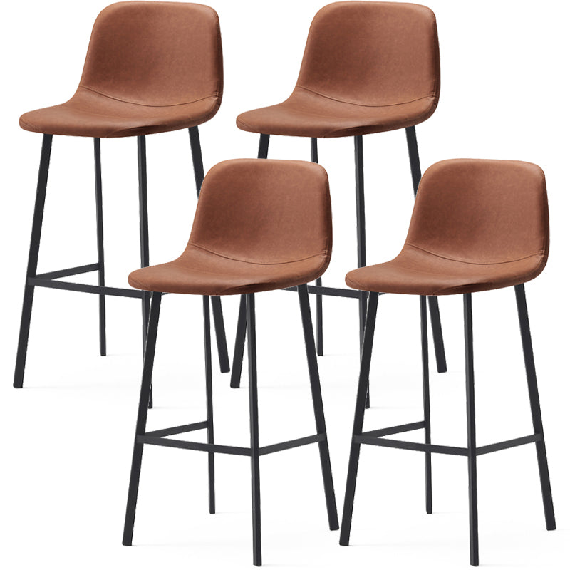 Contemporary Design Leather Counter Stool Low Back Armless Stools with Metal Base Brown 4 Piece Set Clearhalo 'Bar Furniture' 'Bar Stools' 'bar_stools' 'furn' 'furn_bar_stools' 'Furniture' 'furniture_bar_stools' 'Kitchen & Dining Furniture' 4769253