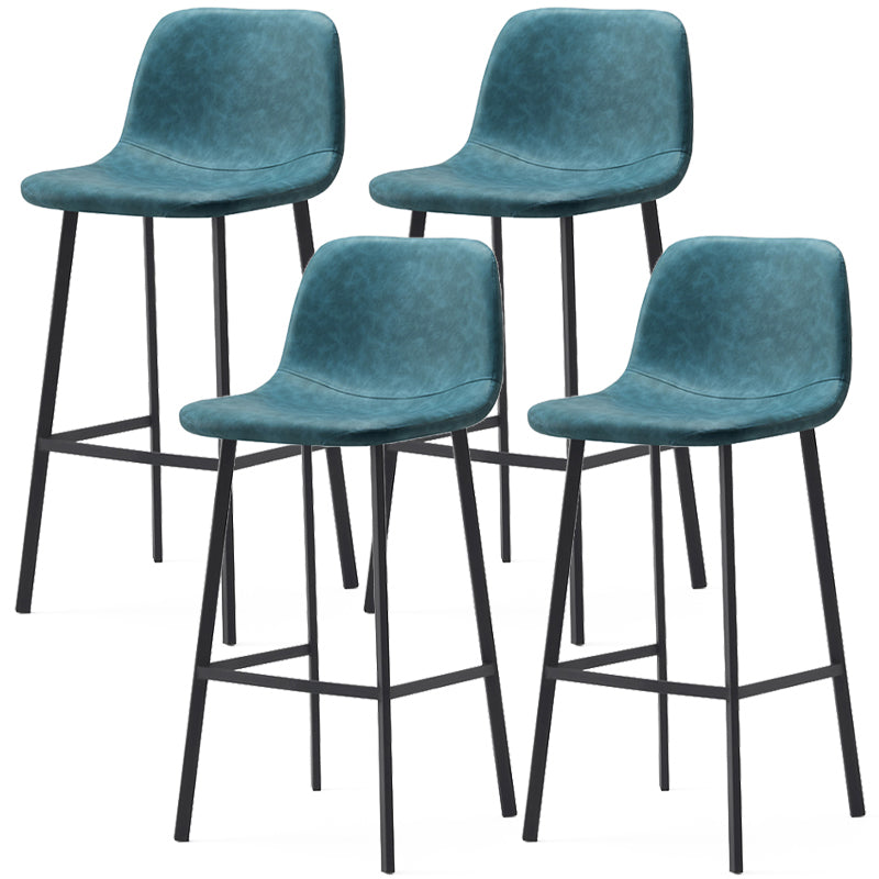 Contemporary Design Leather Counter Stool Low Back Armless Stools with Metal Base Blue 4 Piece Set Clearhalo 'Bar Furniture' 'Bar Stools' 'bar_stools' 'furn' 'furn_bar_stools' 'Furniture' 'furniture_bar_stools' 'Kitchen & Dining Furniture' 4769259