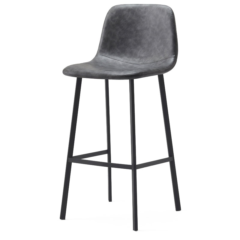 Contemporary Design Leather Counter Stool Low Back Armless Stools with Metal Base Grey 1 Piece Clearhalo 'Bar Furniture' 'Bar Stools' 'bar_stools' 'furn' 'furn_bar_stools' 'Furniture' 'furniture_bar_stools' 'Kitchen & Dining Furniture' 4769261