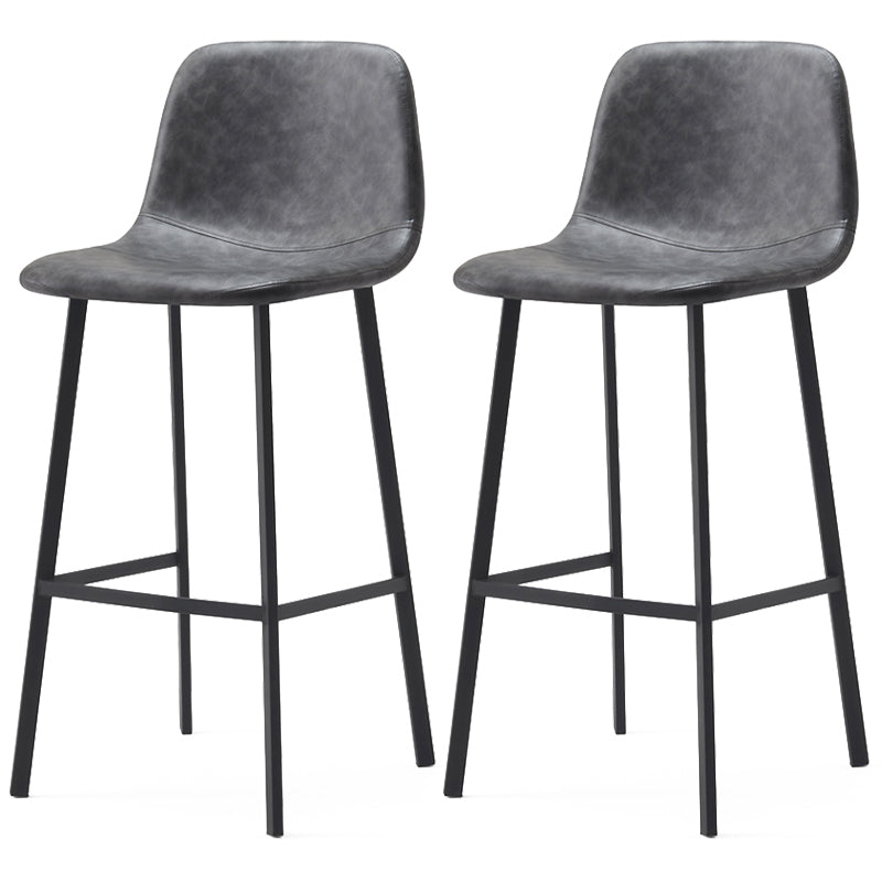 Contemporary Design Leather Counter Stool Low Back Armless Stools with Metal Base Grey 2 Piece Set Clearhalo 'Bar Furniture' 'Bar Stools' 'bar_stools' 'furn' 'furn_bar_stools' 'Furniture' 'furniture_bar_stools' 'Kitchen & Dining Furniture' 4769262