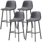 Contemporary Design Leather Counter Stool Low Back Armless Stools with Metal Base Grey 4 Piece Set Clearhalo 'Bar Furniture' 'Bar Stools' 'bar_stools' 'furn' 'furn_bar_stools' 'Furniture' 'furniture_bar_stools' 'Kitchen & Dining Furniture' 4769263